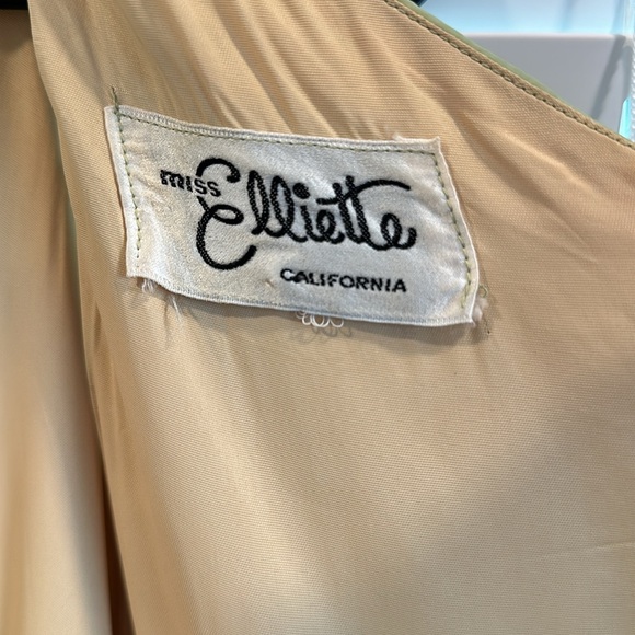 Vintage Miss Elliette California green chiffon dress with beading - Picture 3 of 9